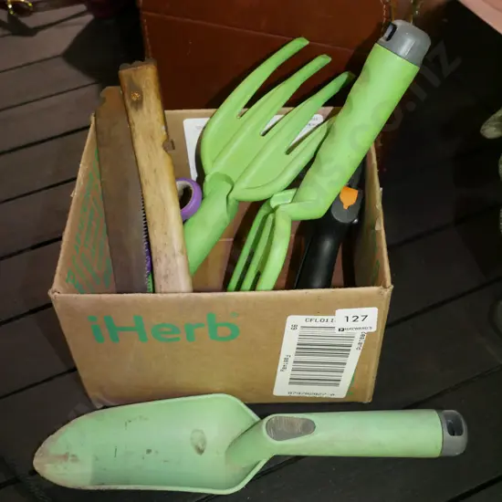 small box of gardener's tools