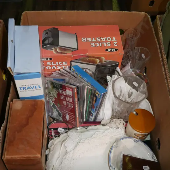 box; toaster, CDs, vases etc