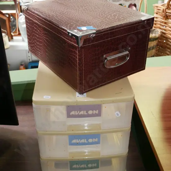  small set of drawers, faux snakeskin storage box
