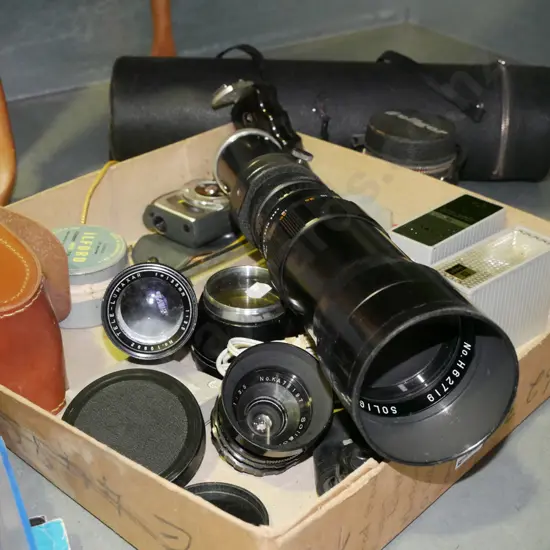 camera lenses, flashes, light meters