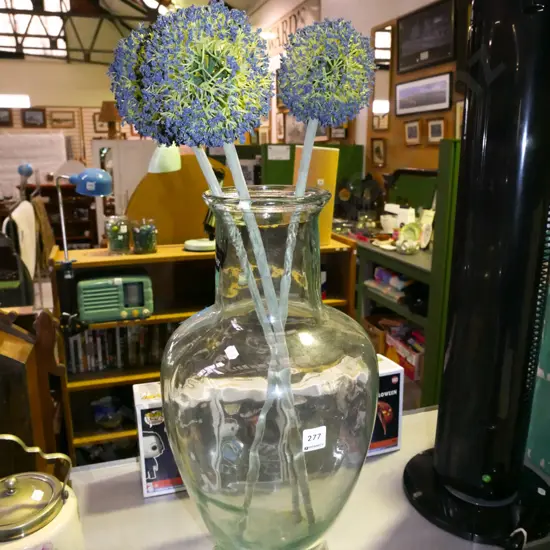 large glass vase H-500, faux flowers