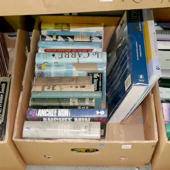 3x boxes of books - blue dots