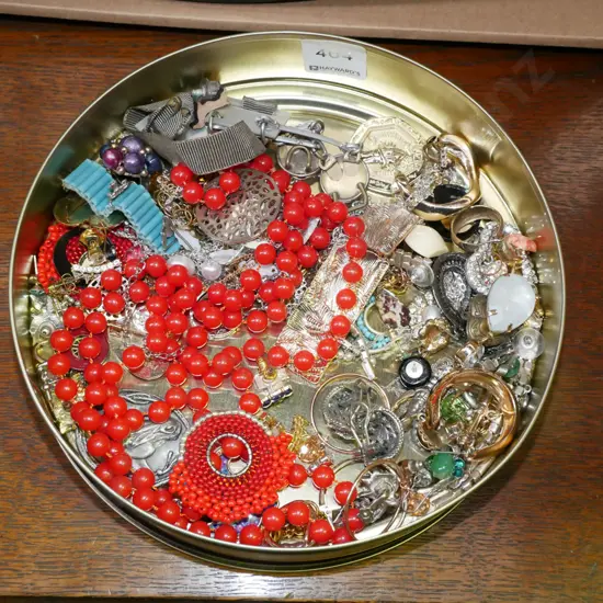 tin of costume jewellery