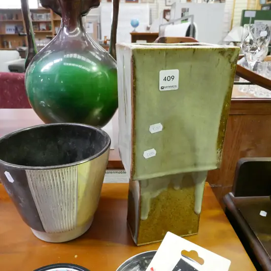 German pottery jardiniere, slab pottery vase H-310