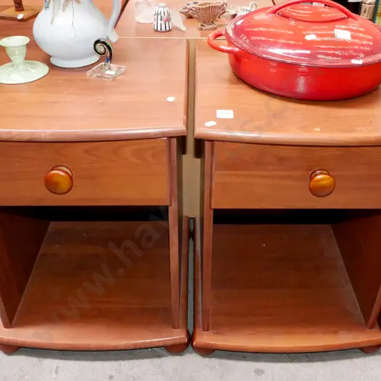 pair of mdf faux wood veneer bedside cabinets