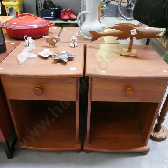 pair of mdf faux wood veneer bedside cabinets