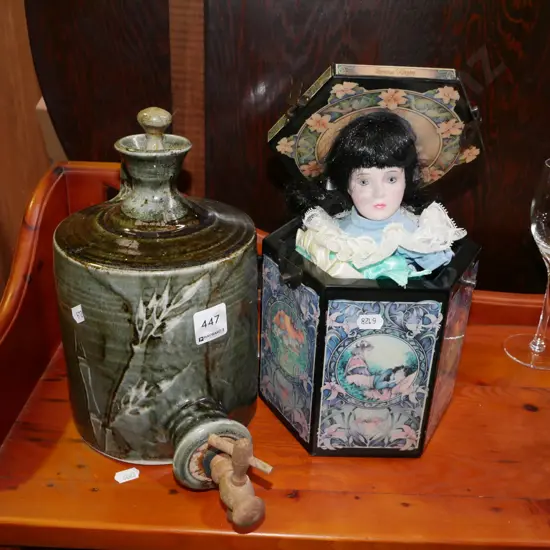 studio pottery drinks decanter with tap, Jack in the Box