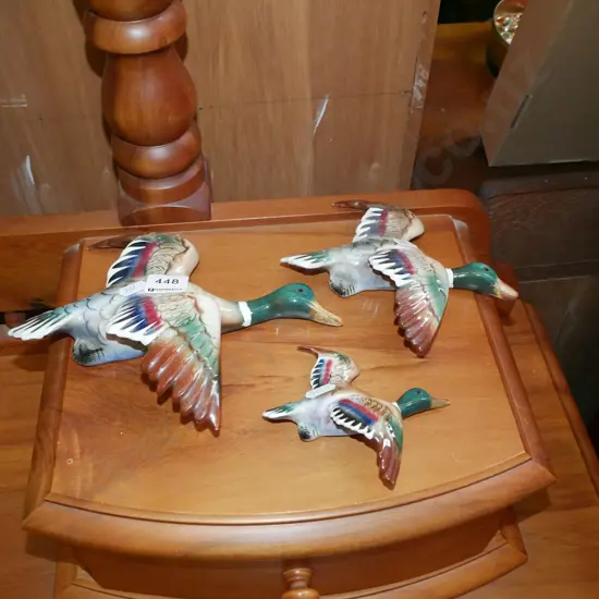 3x wall mounted flying ducks - 2x have significant repairs