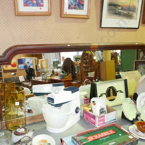 mahogany and mirror back section to buffet sideboard - missing central figural feaure