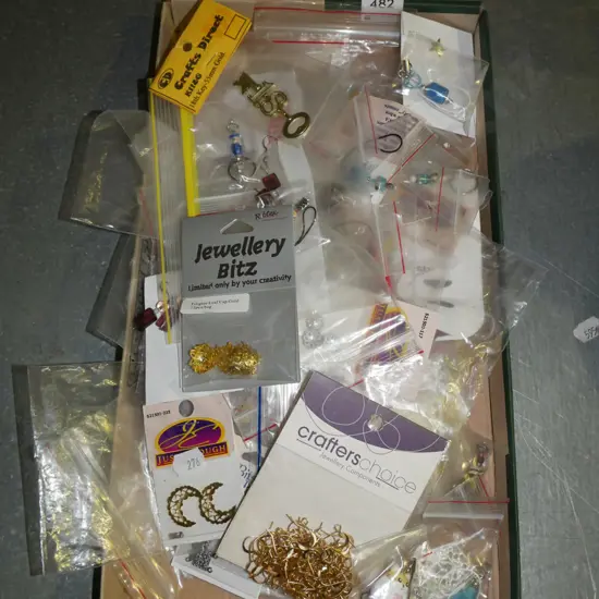 tray; earrings, jewellery parts etc