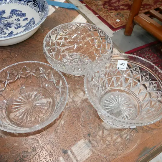 3x cut crystal bowls