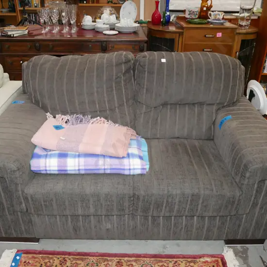 grey striped 2 seater settee