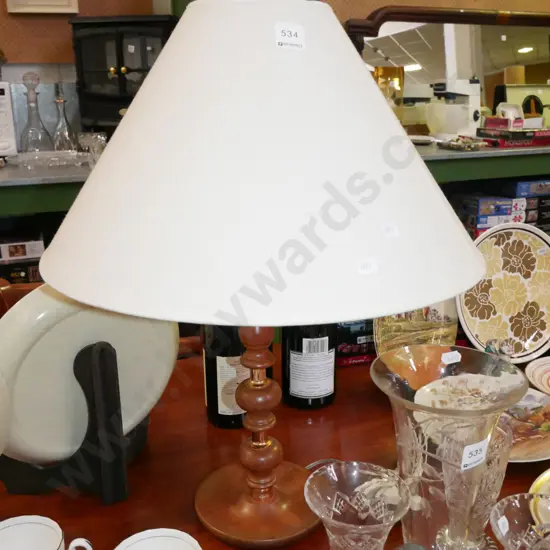 wood and copper based table lamp