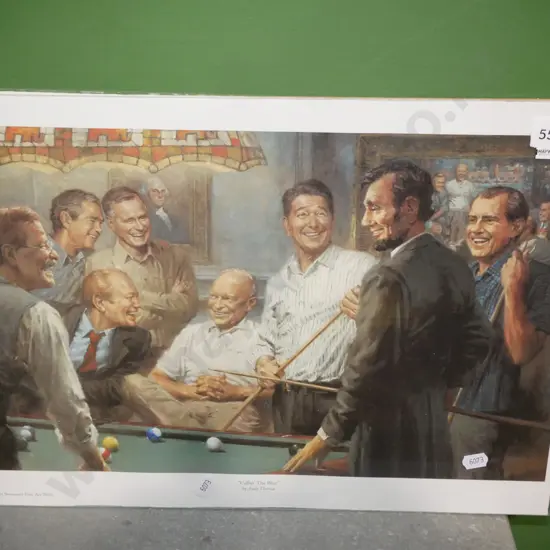 unframed print - past presidents playing pool
