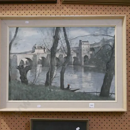 framed print - river and bridge