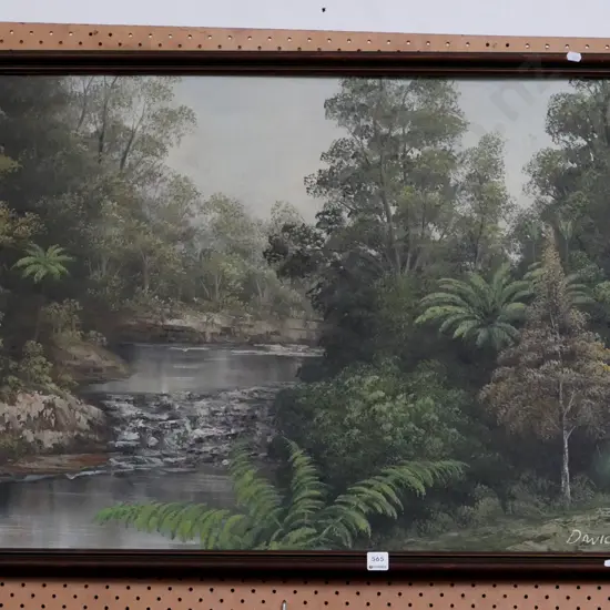framed oil - bush stream scene