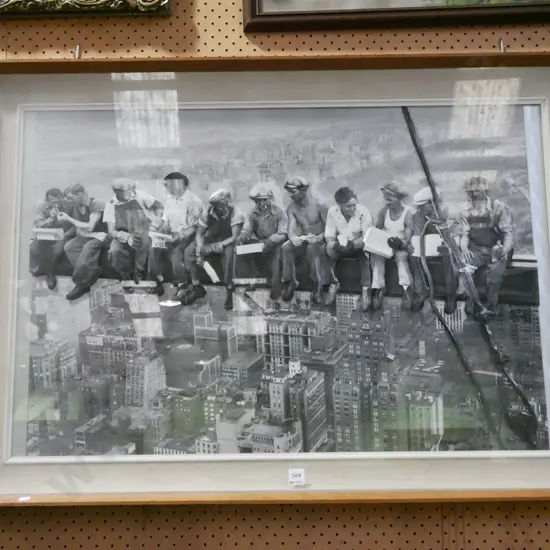 framed 3D print - workers on skyscraper I beam