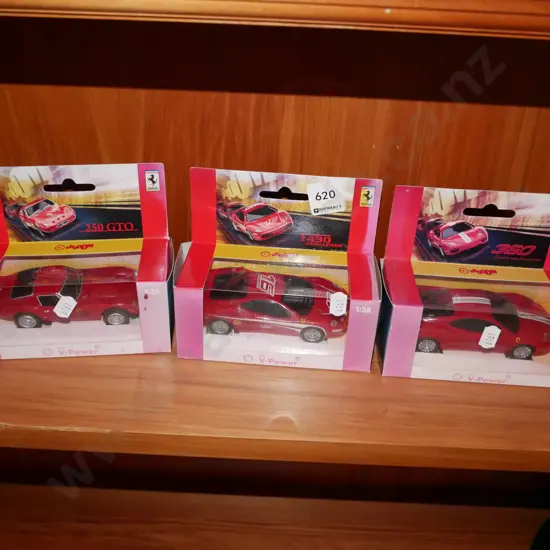 3x boxed scale models of Ferrari cars