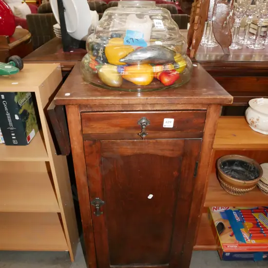 beech Edwardian bedside cabinet with drop side top