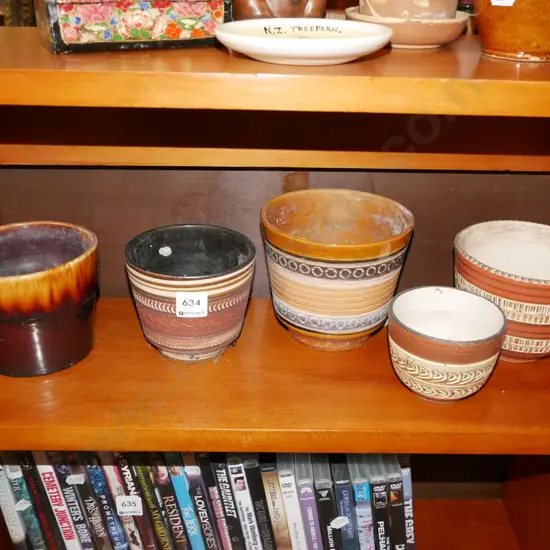 5x small German Pottery jardinieres