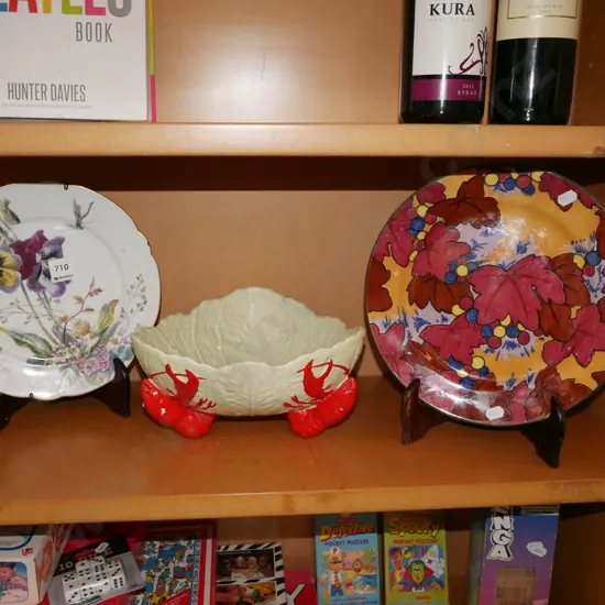 Carlton lobster bowl - some damage, 2x floral plates