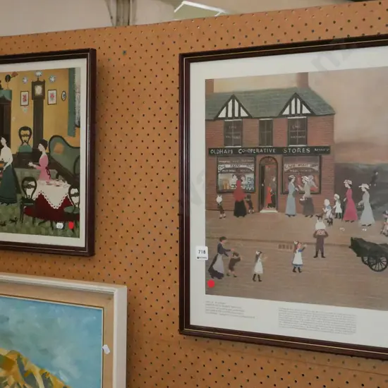 2x Helen Bradley prints - red dots