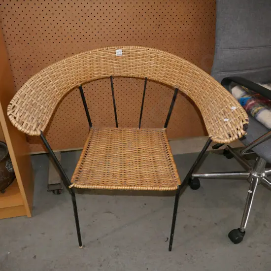 woven plastic and metal armchair