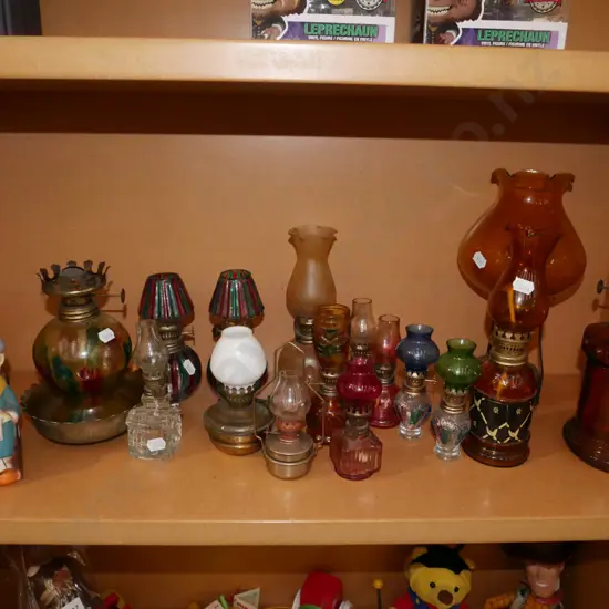 shelf of kerosene lanterns