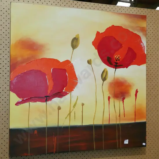 boxed mixed media on canvas - poppies