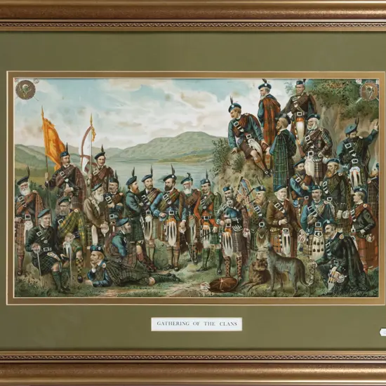 framed vintage print "Meeting of the Clans" H-330 W-550