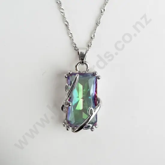 multi coloured stone necklace chain stamped 925