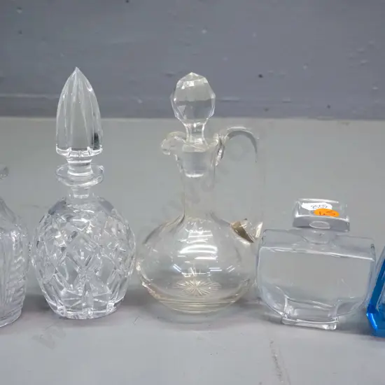 5 stoppered glass scent bottles - tallest is H-150