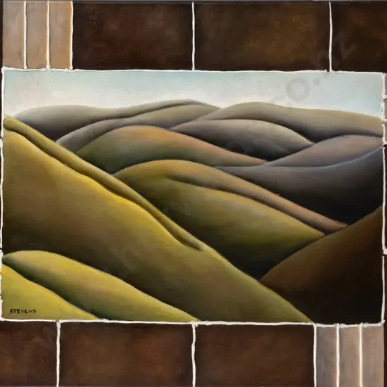 Stevens - boxed oil on canvas - landscape H-500 W-600