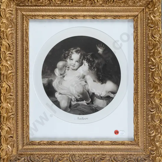 gilt framed vintage print "Nature" Diam-300