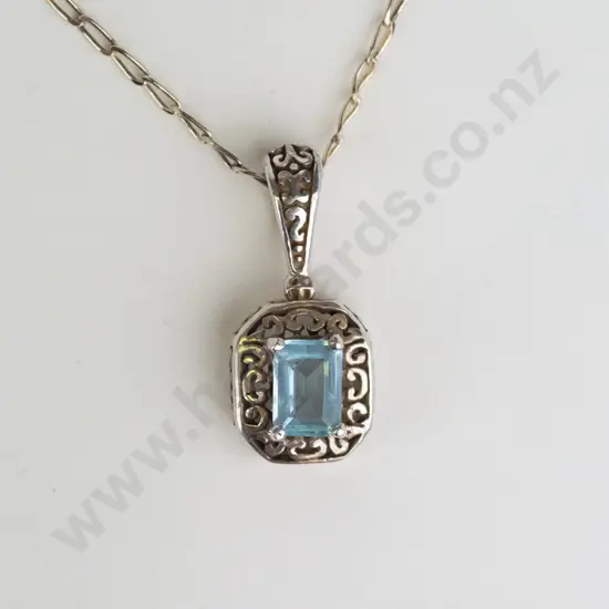 aquamarine necklace chain stamped 925