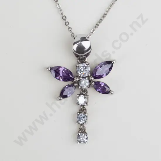 amethyst & cz necklace no mark