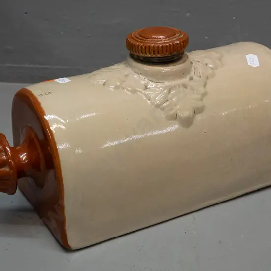 vintage salt-glazed hot water bottle - marked "3H" no other maker's marks. H-160 L-300