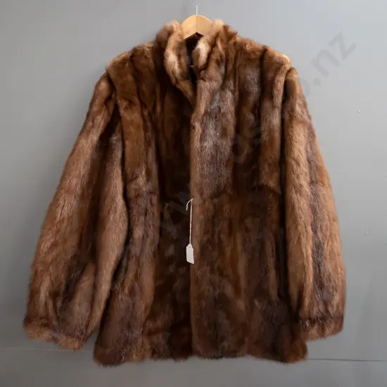 brown fur jacket with size 12 label, no maker's label