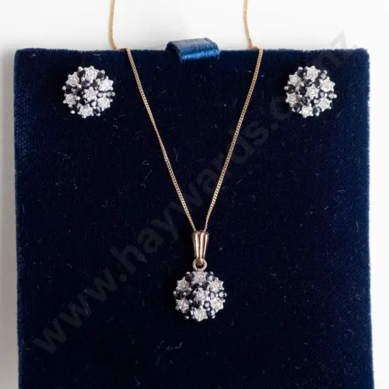 sapphire & cz necklace earring set
