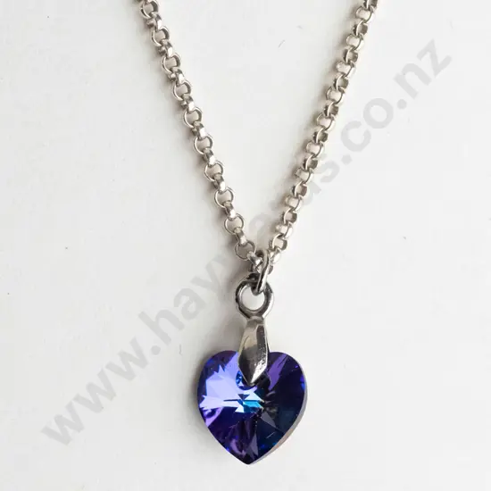 purple heart necklace chain stamped 925