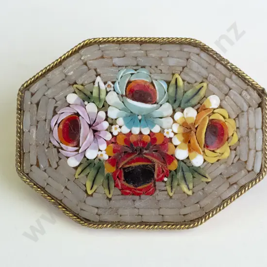 mosaic brooch stamped Italy