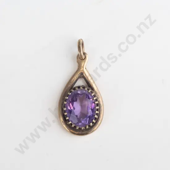 amethyst necklace stamped 9ct no chain