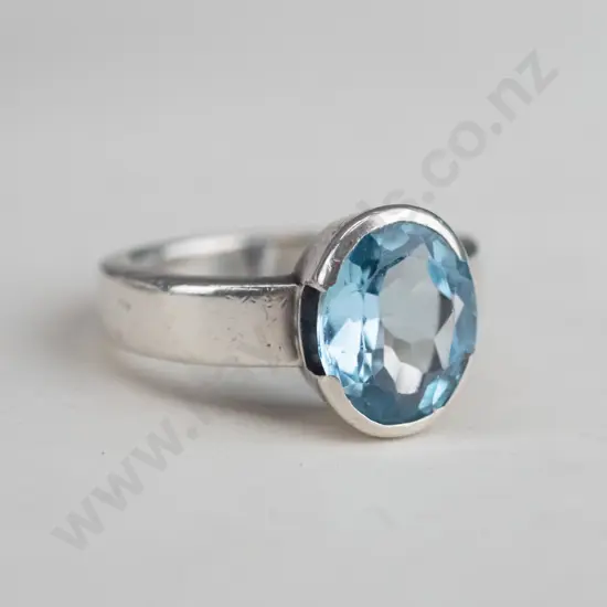 blue topaz ring stamped AW stg sil