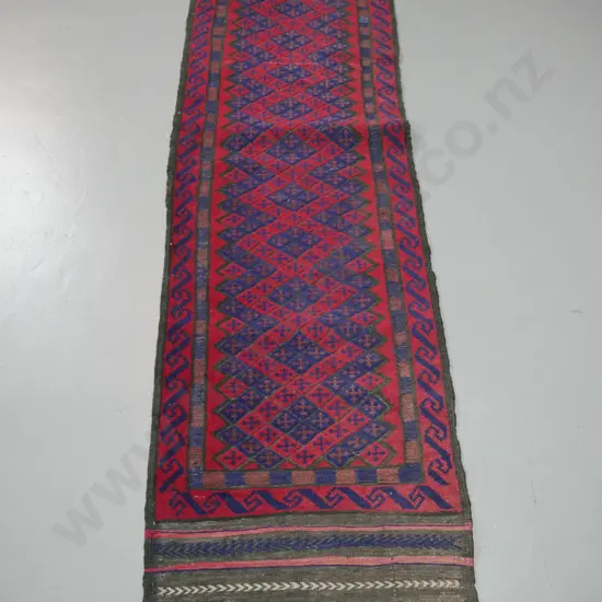 Persian hand-knotted wool floor runner - reds and blues L-2630 W-620