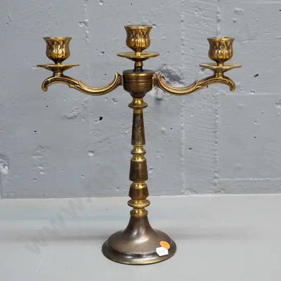 cast brass antique-finish 3-holder candelabra H-300 W-250