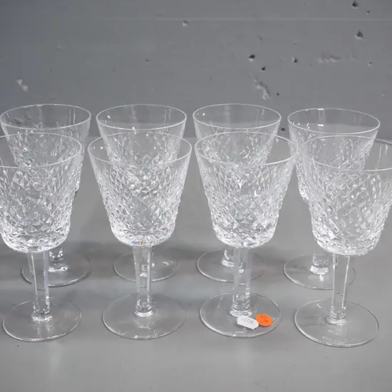 set of 8 Waterford cut crystal wine glasses H-145