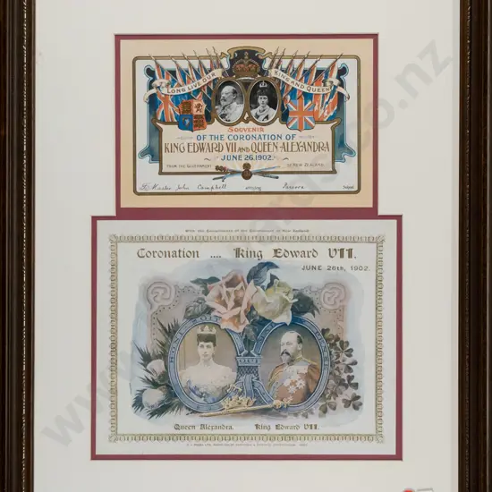 framed King Edward VII Coronation memorabilia H-380 W-290