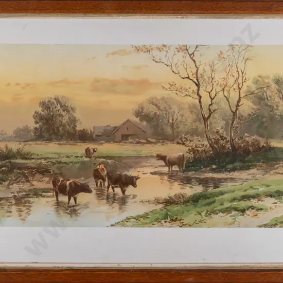 framed framed print "The Cows in the Meadow" H-250 W-550