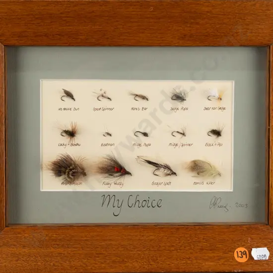 framed fly fishing shadow box H-110 W-180