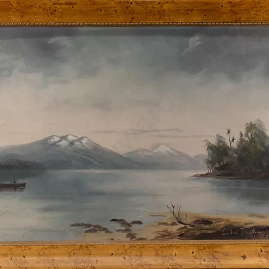 illegible signature - framed oil "Lake Te Anau" H-340 W-720 (slight aging and damage to frame)